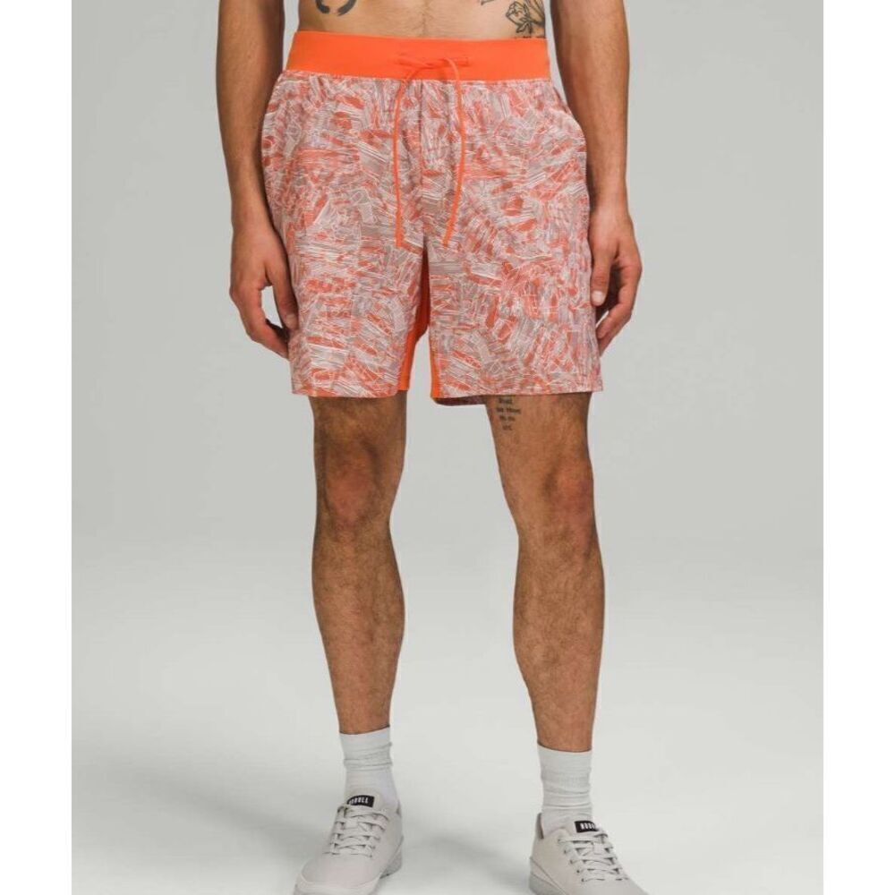 Lululemon mens T.H.E short 7” linerless warm coral multi size‎ S